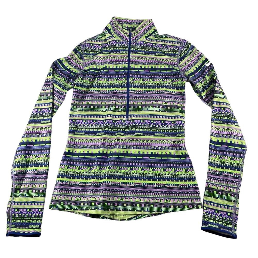 Nike Pro Jacket Womens Medium Multicolor 1/4 Zip Running Jogging Thumbholes